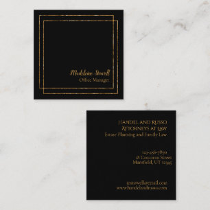 Zwart met Gold Foil Modern Minimalistisch Vierkante Visitekaartje