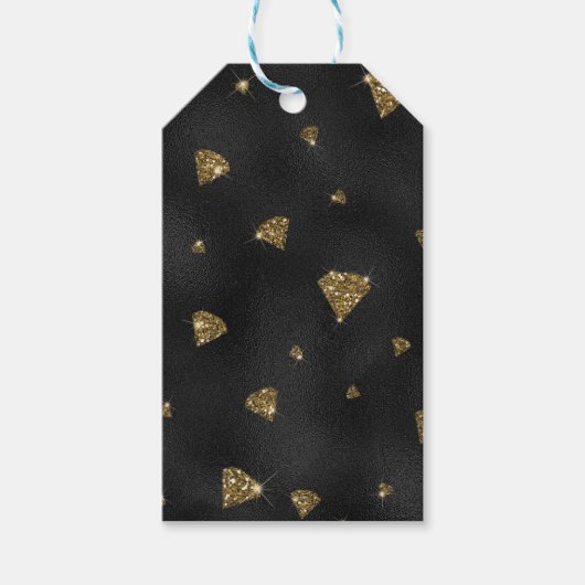ZWART MET GOLD GLITTER KIJK DIAMONEN CADEAULABEL (Voorkant)