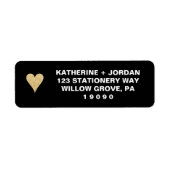 Zwart met Gold Heart Wedding Etiket (Voorkant)