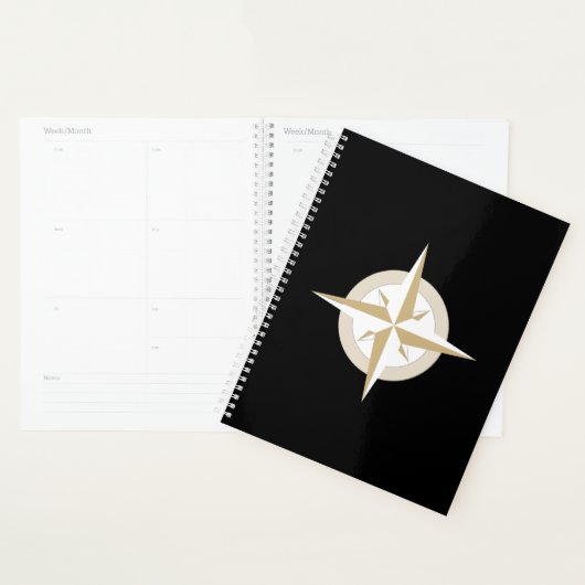 Zwart met Gold White Compass Planner (Display)