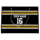 Zwart met Gold White Stripes Team Jersey Groot Cadeauzakje (Voorkant)