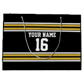 Zwart met Gold White Stripes Team Jersey Groot Cadeauzakje (Achterkant)