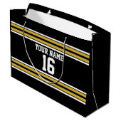 Zwart met Gold White Stripes Team Jersey Groot Cadeauzakje (Achterkant Gekanteld)
