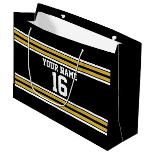 Zwart met Gold White Stripes Team Jersey Groot Cadeauzakje