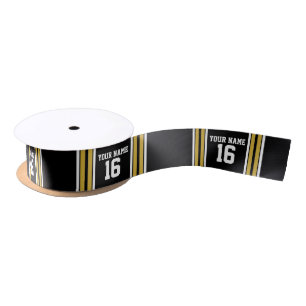 Zwart met Gold White Stripes Team Jersey Lint