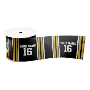 Zwart met Gold White Stripes Team Jersey Lint
