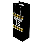 Zwart met Gold White Stripes Team Jersey Wijn Cadeautas (Voorkant Gekanteld)