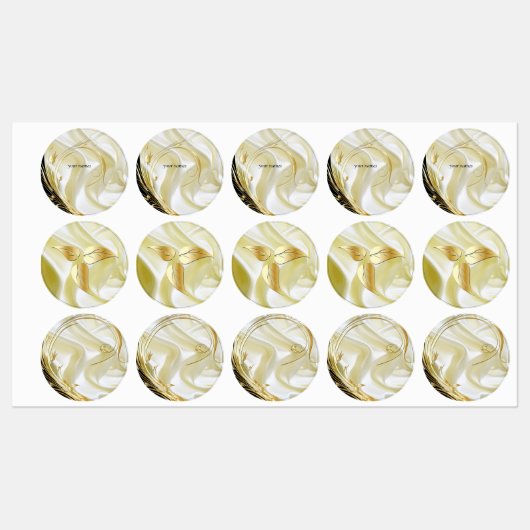 Zwart met goud op Champagne Silk Labels (Vel)