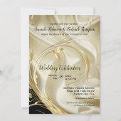 Zwart met Goud op Champagne Zijde Bruiloft Invitat Kaart (Voorkant)
