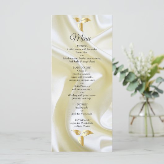 Zwart met Goud op Champagne Zijde Menu (Staand voorkant)