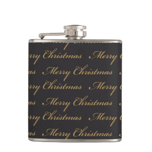 ZWART MET GOUD VROLIJK KERSTMIS IN SCRIPT HEUPFLES