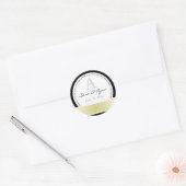 Zwart met gouden lint & monogram bruiloft sticker (Envelop)