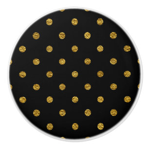 Zwart met gouden namaakfolie polka stippen modern keramische knop