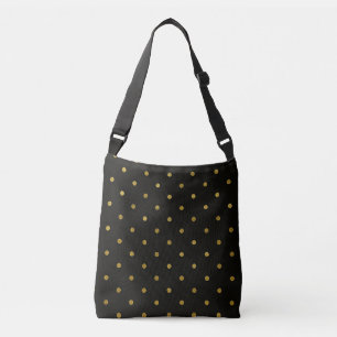 Zwart met gouden polka stippen crossbody tas