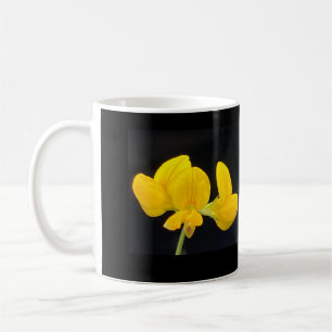 Zwart met goudgele lotus Mok