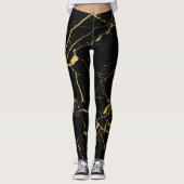 Zwart met goudkleurig marmer leggings (Voorkant)