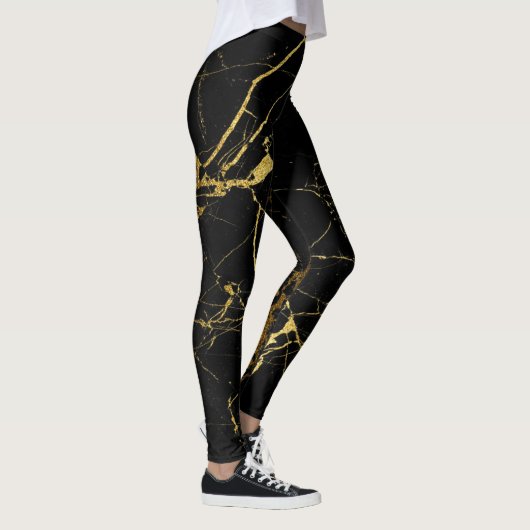 Zwart met goudkleurig marmer leggings (Rechts)