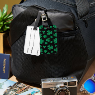 ZWART MET GREEN GLITTER KIJK IRISH SHAMROCKS BAGAGELABEL