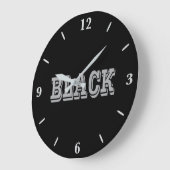 Zwart met grijze tekst op zwarte effen kleur grote klok (Hoek)