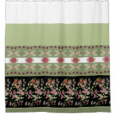 Zwart met groen douchegordijn (Voorkant)