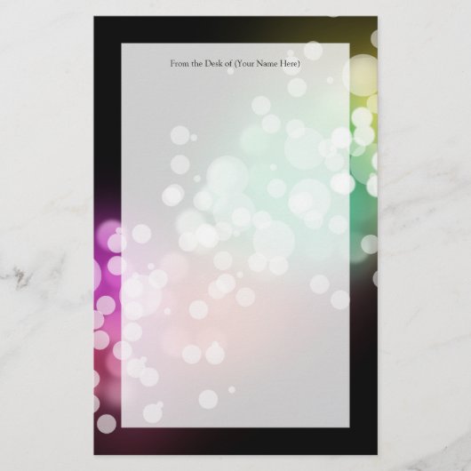 Zwart met kleurrijk chassis met lampjes briefpapier (Voorkant)