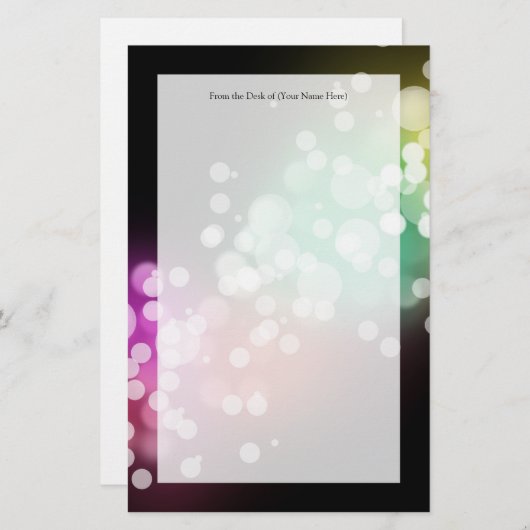 Zwart met kleurrijk chassis met lampjes briefpapier (Voorkant / Achterkant)