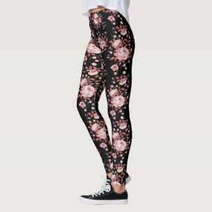 Zwart met Leggings van het flessenpatroon roze