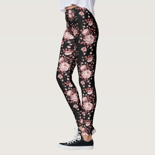 Zwart met Leggings van het flessenpatroon roze (Links)
