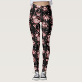 Zwart met Leggings van het flessenpatroon roze (Voorkant)
