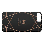 Zwart met modern Faux Roos Gold Geometric Pattern Case-Mate iPhone Case (Achterkant (Horizontaal))