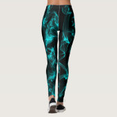 Zwart met Neon Green Liquide Smoke Pattern Leggings (Achterkant)