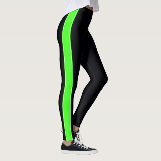 Zwart met Neon Green Stripes-Leggings Leggings (Rechts)