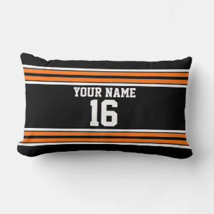 Zwart met Oranje White Stripes Team Jersey Kussen