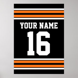 Zwart met Oranje White Stripes Team Jersey Poster