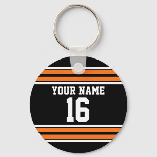 Zwart met Oranje White Stripes Team Jersey Sleutelhanger