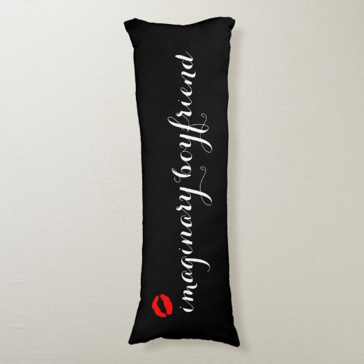 Zwart met Red Kiss Lips Imaginaire Boyvriend Lichaamskussen (Voorkant Verticaal)