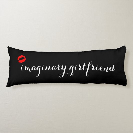 Zwart met Red Kiss Lips Imaginaire Vriendin Lichaamskussen (Voorkant)