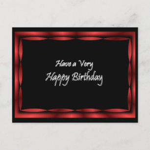 Zwart met Red Ribbon Happy Birthday - pas aan Briefkaart