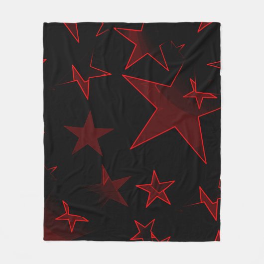 Zwart met Red Stars Fleece Blanket (Voorkant)