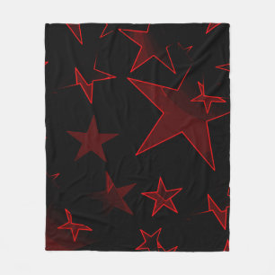 Zwart met Red Stars Fleece Blanket Deken