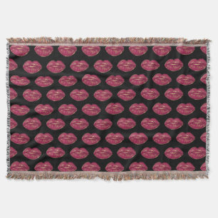 Zwart met rode lippen deken