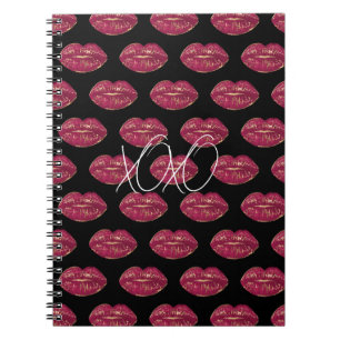 Zwart met rode lippen XOXO Notitieboek