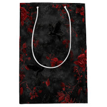Zwart met Rode Rozen en Raven – Gotische Bloemen
