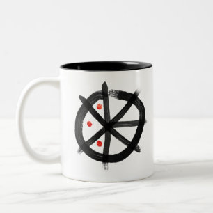 ZWART MET RODE STIPPEN MWB-LOGO ZWART binnenland Tweekleurige Koffiemok
