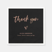 Zwart met Roos Gold Script en Hart | Dank je Servet (Voorkant)