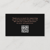 Zwart met Roos Gold Script en Hart | Dank je Visitekaartje (Achterkant)