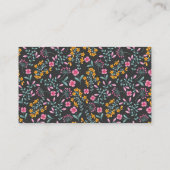 Zwart met Roze en Gele Floral Moeder Helper Contactkaartje (Achterkant)