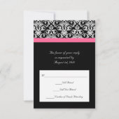 Zwart met Roze Passie Bruiloft Matching RSVP (Achterkant)