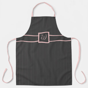Zwart met Roze Pinstripes All-Over Print Schort