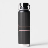 Zwart met roze pinstripes waterfles (Achterkant)